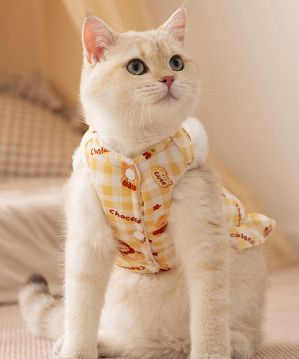 Vollständig bedruckte Traktionsweste für Katzen, dickes Fleece für Herbst/Winter, zweibeinige ärmellose Haustierkleidung für Devon-Katzen und Welpen