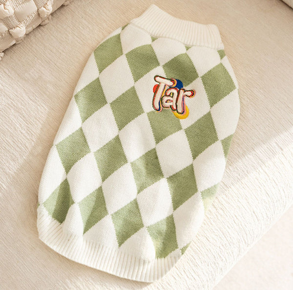 Otoño e Invierno perro tablero parche corgi suéter pequeño y mediano perro cálido suéter dachshund ropa para mascotas