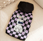 New autumn and winter corgi dog plaid print hooded sweatshirt trendy black cool warm clothes dog clothes