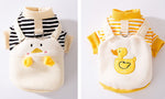 Autumn and winter cute little penguin striped suspenders two-legged dog sweater early autumn thin fleece pet teddy clothes