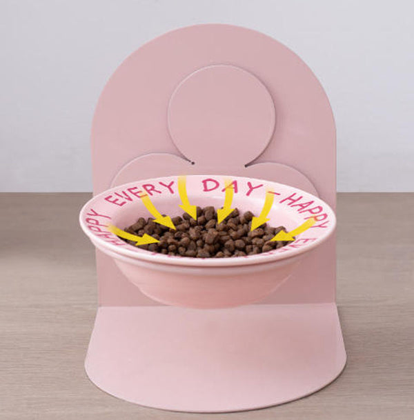 Cat bowl iron frame dog bowl drinking water bowl eating food bowl magnetic suction fixed anti-tip wall-mounted drinking water bowl pet ceramic bowl