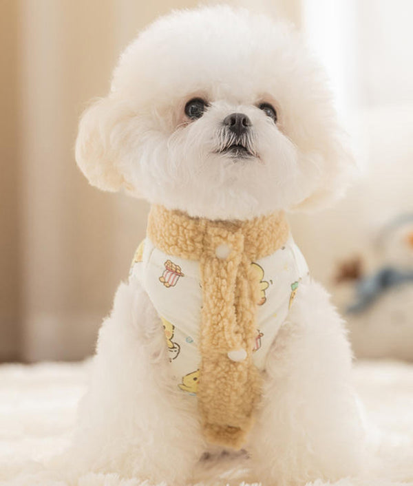 Vêtements automne/hiver pour chiens de petite et moyenne taille, gilet à col roulé imprimé dessin animé, vêtements chauds pour chiots