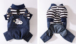 Salopette en denim rayée pour chat, vêtements fins à quatre pattes, mignons, automne et hiver, vêtements pour animaux de compagnie