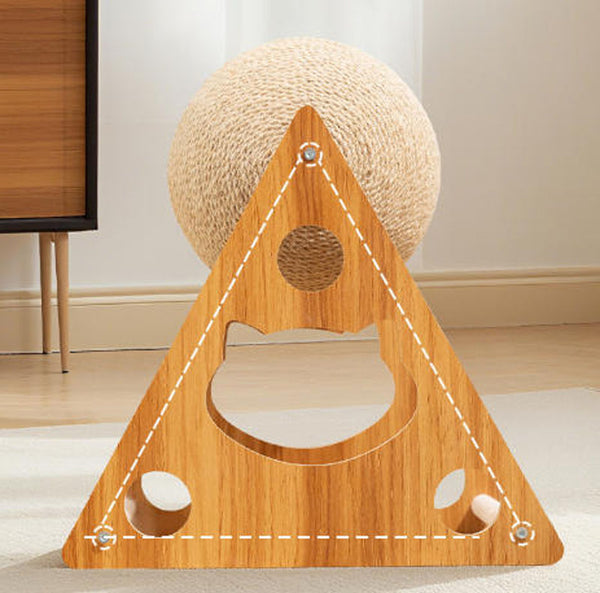 Balle à griffes rotative pour chat, jouet pour chat durable et anti-perte, cadre d'escalade en bois massif