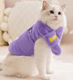 Nouveaux vêtements pour animaux de compagnie dessin animé imitation fourrure de lapin chaton chaud avec écharpe gilet Devon chat poupée vêtements pour chat
