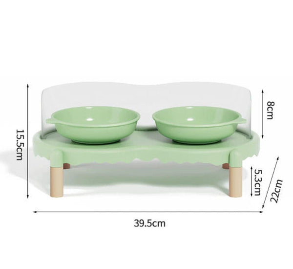 Cat bowl ceramic cat food bowl dog drinking water bowl high foot neck double bowl anti-splash dog bowl dog bowl pet supplies