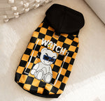 New autumn and winter corgi dog plaid print hooded sweatshirt trendy black cool warm clothes dog clothes