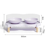 Cat bowl ceramic cat food bowl dog drinking water bowl high foot neck double bowl anti-splash dog bowl dog bowl pet supplies