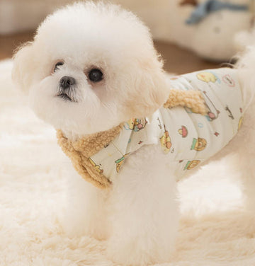 Vêtements automne/hiver pour chiens de petite et moyenne taille, gilet à col roulé imprimé dessin animé, vêtements chauds pour chiots