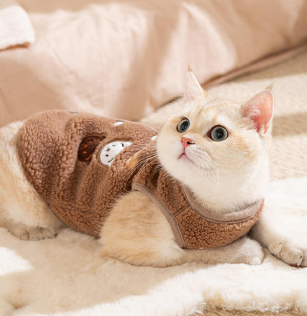 Cat clothes autumn and winter warm fleece coat for kittens Devon cat cute bear puppy vest pet clothing