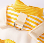 Autumn and winter cute little penguin striped suspenders two-legged dog sweater early autumn thin fleece pet teddy clothes