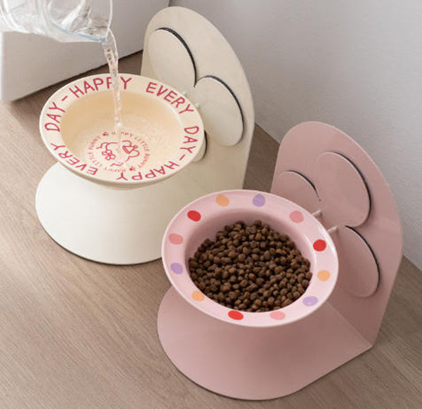 Cat bowl iron frame dog bowl drinking water bowl eating food bowl magnetic suction fixed anti-tip wall-mounted drinking water bowl pet ceramic bowl