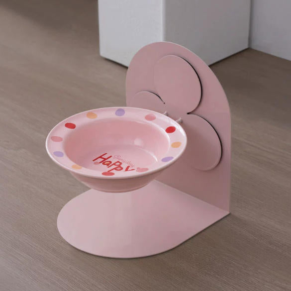 Cat bowl iron frame dog bowl drinking water bowl eating food bowl magnetic suction fixed anti-tip wall-mounted drinking water bowl pet ceramic bowl