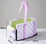 Dog Outing Fashion Plaid Central Control Car Nest Cat Car Seat Outing Bag Pet Dog Nest