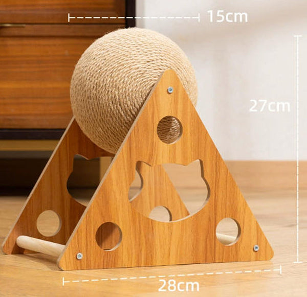 Balle à griffes rotative pour chat, jouet pour chat durable et anti-perte, cadre d'escalade en bois massif