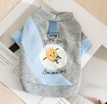 Autumn and winter cute little penguin striped suspenders two-legged dog sweater early autumn thin fleece pet teddy clothes