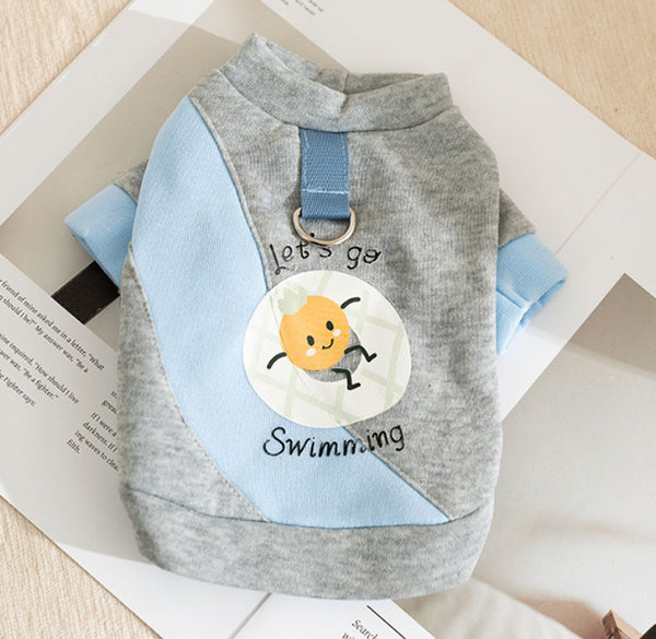 Autumn and winter cute little penguin striped suspenders two-legged dog sweater early autumn thin fleece pet teddy clothes