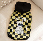 New autumn and winter corgi dog plaid print hooded sweatshirt trendy black cool warm clothes dog clothes