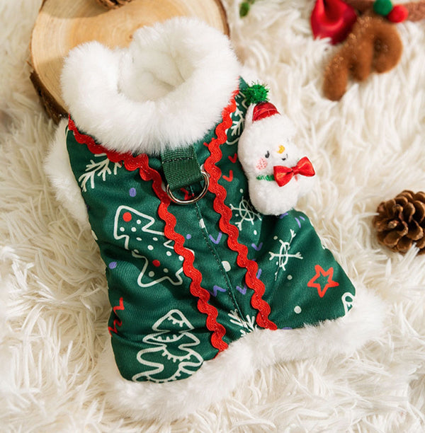 Autumn and winter dog three-dimensional accessories Christmas cotton vest warm holiday festive Teddy Bichon pet clothes