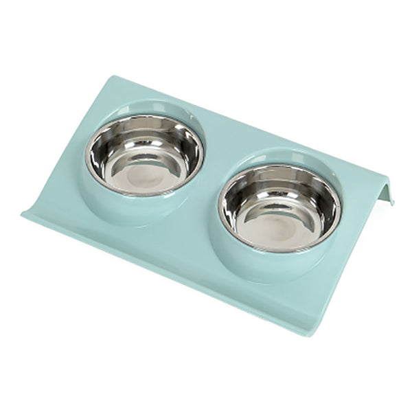 Oblique mouth pet eating drinking double bowl