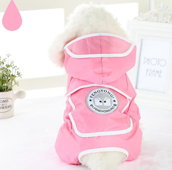 Impermeable de cuatro patas para perros pequeños de bolsillo grande