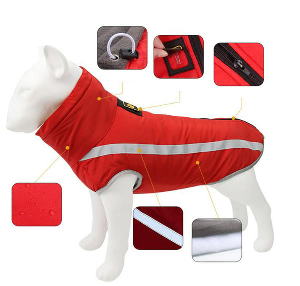 Autumn and winter new dog clothes reflective warm dog outdoor jacket