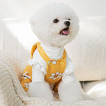 Autumn and winter new puppy clothes sunflower suspenders four-legged overalls