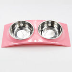 Oblique mouth pet eating drinking double bowl