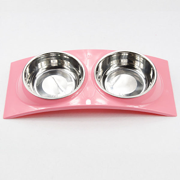 Oblique mouth pet eating drinking double bowl