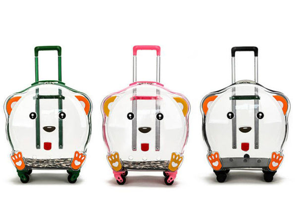 Nueva maleta trolley transparente para perros y gatos