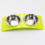 Oblique mouth pet eating drinking double bowl