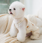 Autumn and winter new puppy clothes sunflower suspenders four-legged overalls