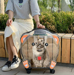 Nueva maleta trolley transparente para perros y gatos