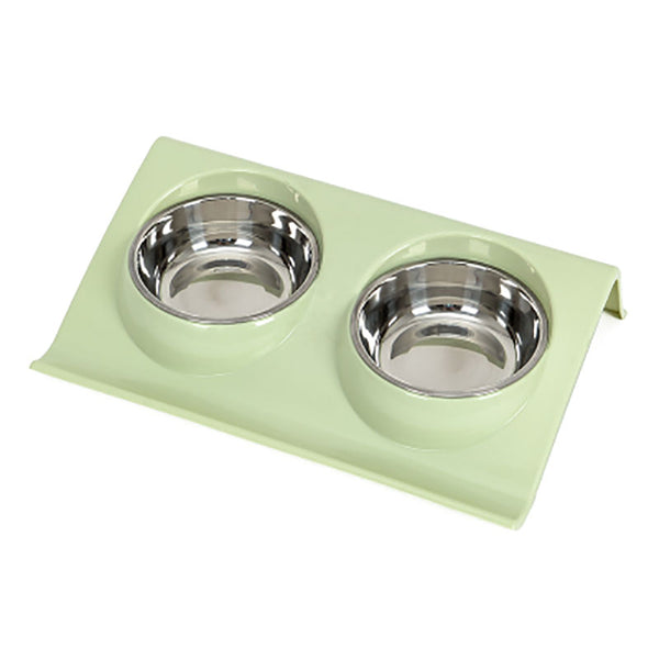 Oblique mouth pet eating drinking double bowl