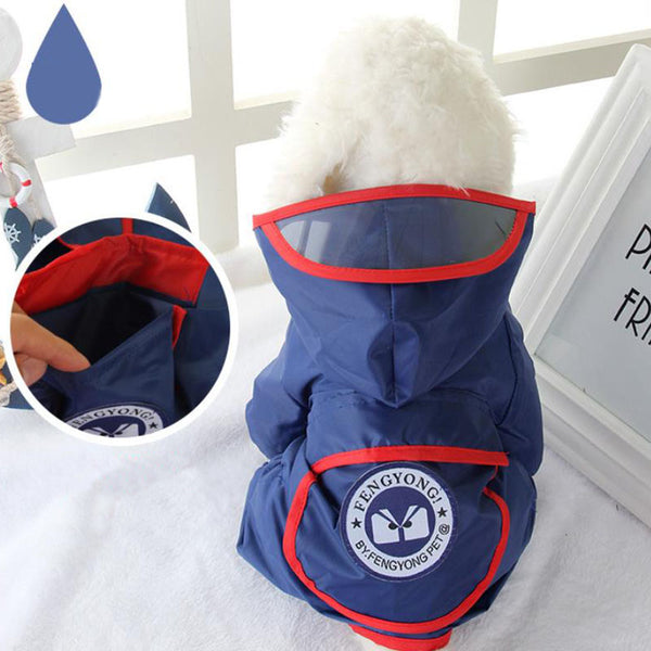 Impermeable de cuatro patas para perros pequeños de bolsillo grande