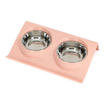 Oblique mouth pet eating drinking double bowl